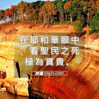 Picture 05 - 詩 篇 116:15 CUVT - 在 耶 和 華 眼 中 ， 看 聖 民 之 死 - Bible Verse Picture