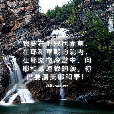Picture 05 - 詩 篇 116:18 CUVT - 我 要 在 他 眾 民 面 前 ， 在 耶 和 - Bible Verse Picture