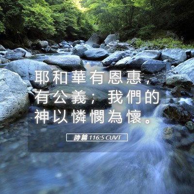 Picture 05 - 詩 篇 116:5 CUVT - 耶 和 華 有 恩 惠 ， 有 公 義 ； 我 - Bible Verse Picture