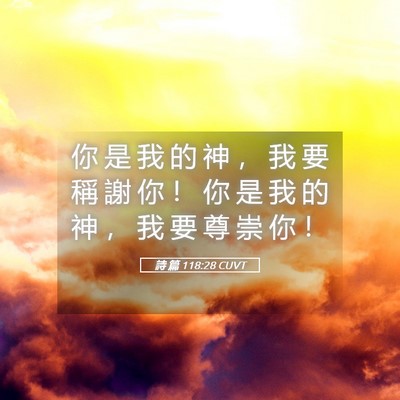 Picture 05 - 詩 篇 118:28 CUVT - 你 是 我 的 神 ， 我 要 稱 謝 你 ！ - Bible Verse Picture