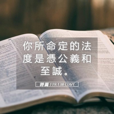 Picture 05 - 詩 篇 119:138 CUVT - 你 所 命 定 的 法 度 是 憑 公 義 和 - Bible Verse Picture