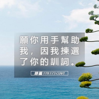 Picture 05 - 詩 篇 119:173 CUVT - 願 你 用 手 幫 助 我 ， 因 我 揀 選 - Bible Verse Picture