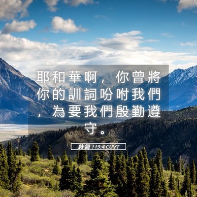 Picture 05 - 詩 篇 119:4 CUVT - 耶 和 華 啊 ， 你 曾 將 你 的 訓 詞 - Bible Verse Picture