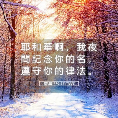 Picture 05 - 詩 篇 119:55 CUVT - 耶 和 華 啊 ， 我 夜 間 記 念 你 的 - Bible Verse Picture