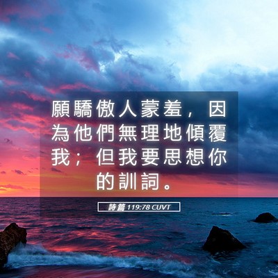 Picture 05 - 詩 篇 119:78 CUVT - 願 驕 傲 人 蒙 羞 ， 因 為 他 們 無 - Bible Verse Picture