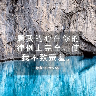 Picture 05 - 詩 篇 119:80 CUVT - 願 我 的 心 在 你 的 律 例 上 完 全 - Bible Verse Picture