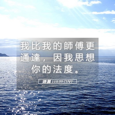 Picture 05 - 詩 篇 119:99 CUVT - 我 比 我 的 師 傅 更 通 達 ， 因 我 - Bible Verse Picture