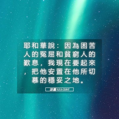 Picture 05 - 詩 篇 12:5 CUVT - 耶 和 華 說 ： 因 為 困 苦 人 的 冤 - Bible Verse Picture