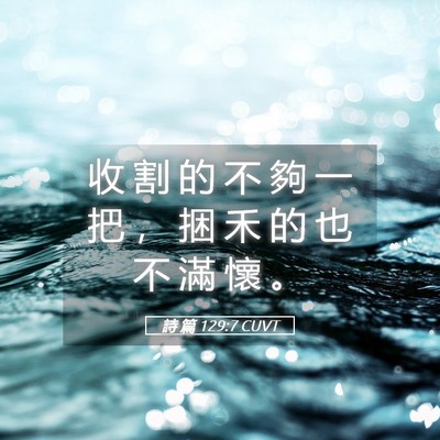 Picture 05 - 詩 篇 129:7 CUVT - 收 割 的 不 夠 一 把 ， 捆 禾 的 也 - Bible Verse Picture