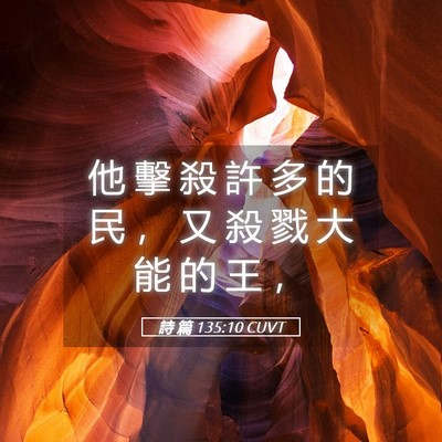 Picture 05 - 詩 篇 135:10 CUVT - 他 擊 殺 許 多 的 民 ， 又 殺 戮 大 - Bible Verse Picture