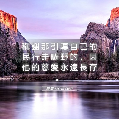 Picture 05 - 詩 篇 136:16 CUVT - 稱 謝 那 引 導 自 己 的 民 行 走 曠 - Bible Verse Picture