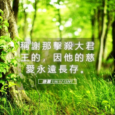 Picture 05 - 詩 篇 136:17 CUVT - 稱 謝 那 擊 殺 大 君 王 的 ， 因 他 - Bible Verse Picture