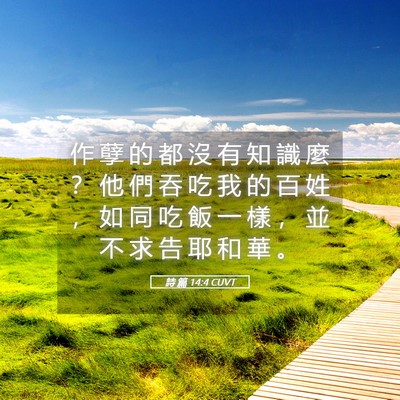 Picture 05 - 詩 篇 14:4 CUVT - 作 孽 的 都 沒 有 知 識 麼 ？ 他 們 - Bible Verse Picture