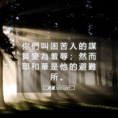 Picture 05 - 詩 篇 14:6 CUVT - 你 們 叫 困 苦 人 的 謀 算 變 為 羞 - Bible Verse Picture