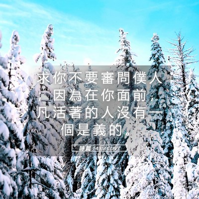 Picture 05 - 詩 篇 143:2 CUVT - 求 你 不 要 審 問 僕 人 ； 因 為 在 - Bible Verse Picture