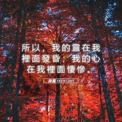 Picture 05 - 詩 篇 143:4 CUVT - 所 以 ， 我 的 靈 在 我 裡 面 發 昏 - Bible Verse Picture