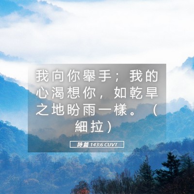 Picture 05 - 詩 篇 143:6 CUVT - 我 向 你 舉 手 ； 我 的 心 渴 想 你 - Bible Verse Picture