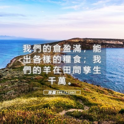 Picture 05 - 詩 篇 144:13 CUVT - 我 們 的 倉 盈 滿 ， 能 出 各 樣 的 - Bible Verse Picture