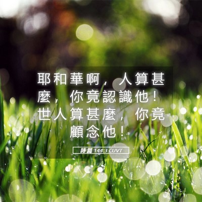 Picture 05 - 詩 篇 144:3 CUVT - 耶 和 華 啊 ， 人 算 甚 麼 ， 你 竟 - Bible Verse Picture
