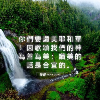 Picture 05 - 詩 篇 147:1 CUVT - 你 們 要 讚 美 耶 和 華 ！ 因 歌 頌 - Bible Verse Picture