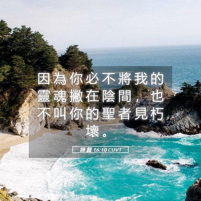 Picture 05 - 詩 篇 16:10 CUVT - 因 為 你 必 不 將 我 的 靈 魂 撇 在 - Bible Verse Picture