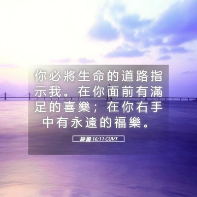 Picture 05 - 詩 篇 16:11 CUVT - 你 必 將 生 命 的 道 路 指 示 我 。 - Bible Verse Picture