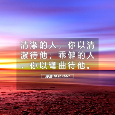 Picture 05 - 詩 篇 18:26 CUVT - 清 潔 的 人 ， 你 以 清 潔 待 他 ； - Bible Verse Picture