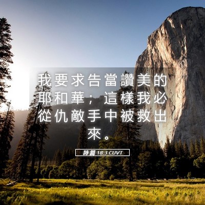 Picture 05 - 詩 篇 18:3 CUVT - 我 要 求 告 當 讚 美 的 耶 和 華 ； - Bible Verse Picture
