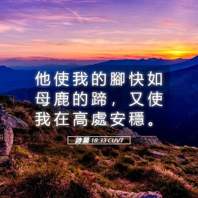 Picture 05 - 詩 篇 18:33 CUVT - 他 使 我 的 腳 快 如 母 鹿 的 蹄 ， - Bible Verse Picture
