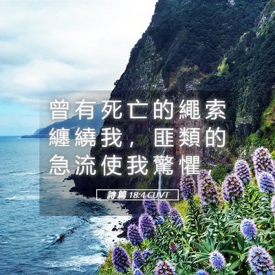 Picture 05 - 詩 篇 18:4 CUVT - 曾 有 死 亡 的 繩 索 纏 繞 我 ， 匪 - Bible Verse Picture