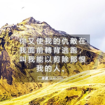 Picture 05 - 詩 篇 18:40 CUVT - 你 又 使 我 的 仇 敵 在 我 面 前 轉 - Bible Verse Picture