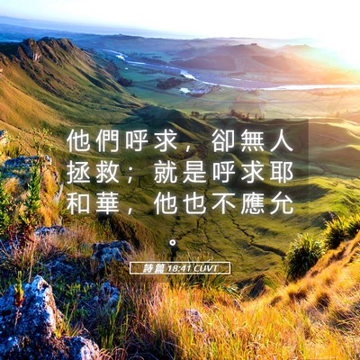 Picture 05 - 詩 篇 18:41 CUVT - 他 們 呼 求 ， 卻 無 人 拯 救 ； 就 - Bible Verse Picture
