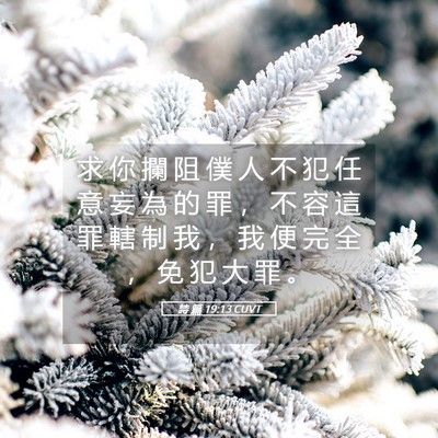 Picture 05 - 詩 篇 19:13 CUVT - 求 你 攔 阻 僕 人 不 犯 任 意 妄 為 - Bible Verse Picture