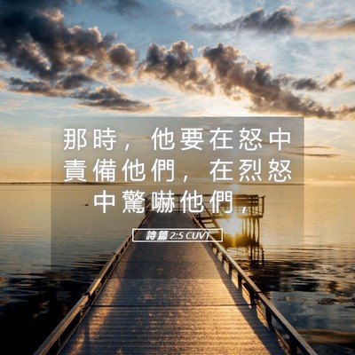 Picture 05 - 詩 篇 2:5 CUVT - 那 時 ， 他 要 在 怒 中 責 備 他 們 - Bible Verse Picture