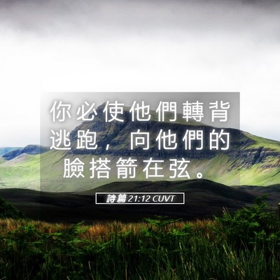 Picture 05 - 詩 篇 21:12 CUVT - 你 必 使 他 們 轉 背 逃 跑 ， 向 他 - Bible Verse Picture