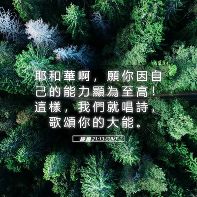 Picture 05 - 詩 篇 21:13 CUVT - 耶 和 華 啊 ， 願 你 因 自 己 的 能 - Bible Verse Picture