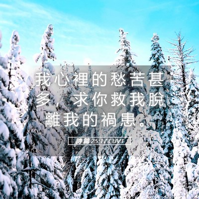 Picture 05 - 詩 篇 25:17 CUVT - 我 心 裡 的 愁 苦 甚 多 ， 求 你 救 - Bible Verse Picture