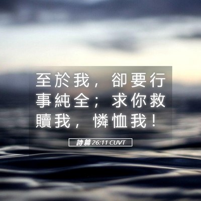 Picture 05 - 詩 篇 26:11 CUVT - 至 於 我 ， 卻 要 行 事 純 全 ； 求 - Bible Verse Picture