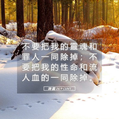 Picture 05 - 詩 篇 26:9 CUVT - 不 要 把 我 的 靈 魂 和 罪 人 一 同 - Bible Verse Picture