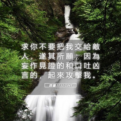 Picture 05 - 詩 篇 27:12 CUVT - 求 你 不 要 把 我 交 給 敵 人 ， 遂 - Bible Verse Picture