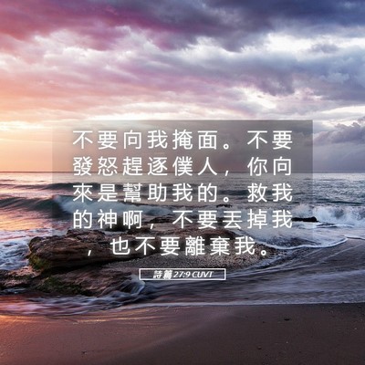Picture 05 - 詩 篇 27:9 CUVT - 不 要 向 我 掩 面 。 不 要 發 怒 趕 - Bible Verse Picture