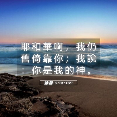 Picture 05 - 詩 篇 31:14 CUVT - 耶 和 華 啊 ， 我 仍 舊 倚 靠 你 ； - Bible Verse Picture