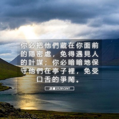 Picture 05 - 詩 篇 31:20 CUVT - 你 必 把 他 們 藏 在 你 面 前 的 隱 - Bible Verse Picture