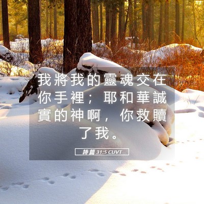Picture 05 - 詩 篇 31:5 CUVT - 我 將 我 的 靈 魂 交 在 你 手 裡 ； - Bible Verse Picture