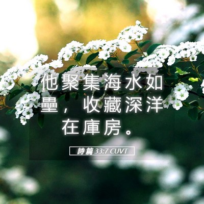 Picture 05 - 詩 篇 33:7 CUVT - 他 聚 集 海 水 如 壘 ， 收 藏 深 洋 - Bible Verse Picture