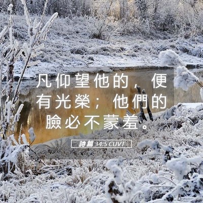 Picture 05 - 詩 篇 34:5 CUVT - 凡 仰 望 他 的 ， 便 有 光 榮 ； 他 - Bible Verse Picture