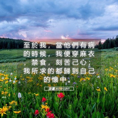 Picture 05 - 詩 篇 35:13 CUVT - 至 於 我 ， 當 他 們 有 病 的 時 候 - Bible Verse Picture