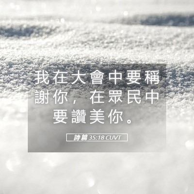 Picture 05 - 詩 篇 35:18 CUVT - 我 在 大 會 中 要 稱 謝 你 ， 在 眾 - Bible Verse Picture