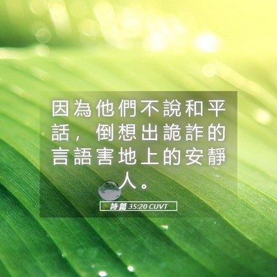 Picture 05 - 詩 篇 35:20 CUVT - 因 為 他 們 不 說 和 平 話 ， 倒 想 - Bible Verse Picture