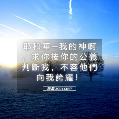 Picture 05 - 詩 篇 35:24 CUVT - 耶 和 華 ─ 我 的 神 啊 ， 求 你 按 - Bible Verse Picture